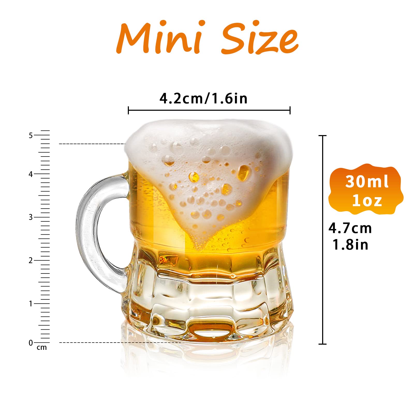 Supwinnet 48pcs Shot Glasses Set, 24pcs 0.5oz/15ml Mini Shot Glasses with Tray and Holder Organizer and 24pcs 1 oz/30ml Beer Glasses with Handle