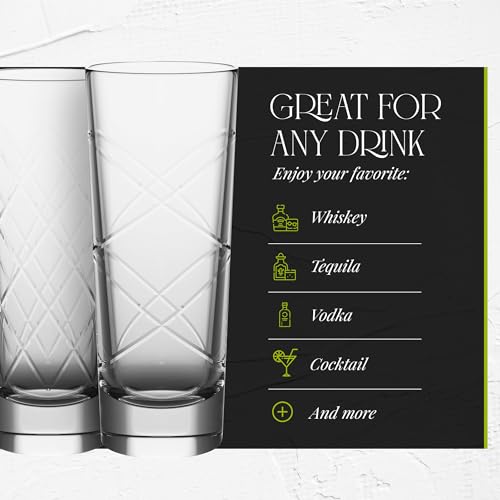 Fifth Avenue Crystal Medallion Shot Glasses Set of 6, 2.2 oz, Durable Shot Glasses Bulk, Etched Patterns, Textured Glass Cups, Small Whiskey Shot Glasses for Vodka, Tequila, Liquor, and Espresso