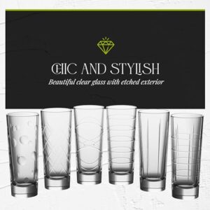 Fifth Avenue Crystal Medallion Shot Glasses Set of 6, 2.2 oz, Durable Shot Glasses Bulk, Etched Patterns, Textured Glass Cups, Small Whiskey Shot Glasses for Vodka, Tequila, Liquor, and Espresso