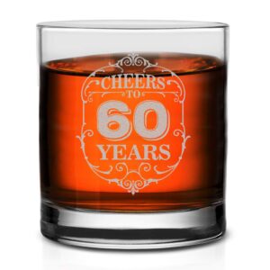 veracco cheers to 60 years whiskey glass funny 60th birthday gift for someone who loves drinking bachelor party favors sixty and fabulous (clear, glass)
