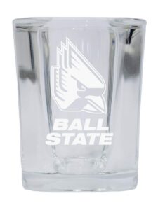 r and r imports ball state university 2 ounce square shot glass laser etched logo design officially licensed collegiate product