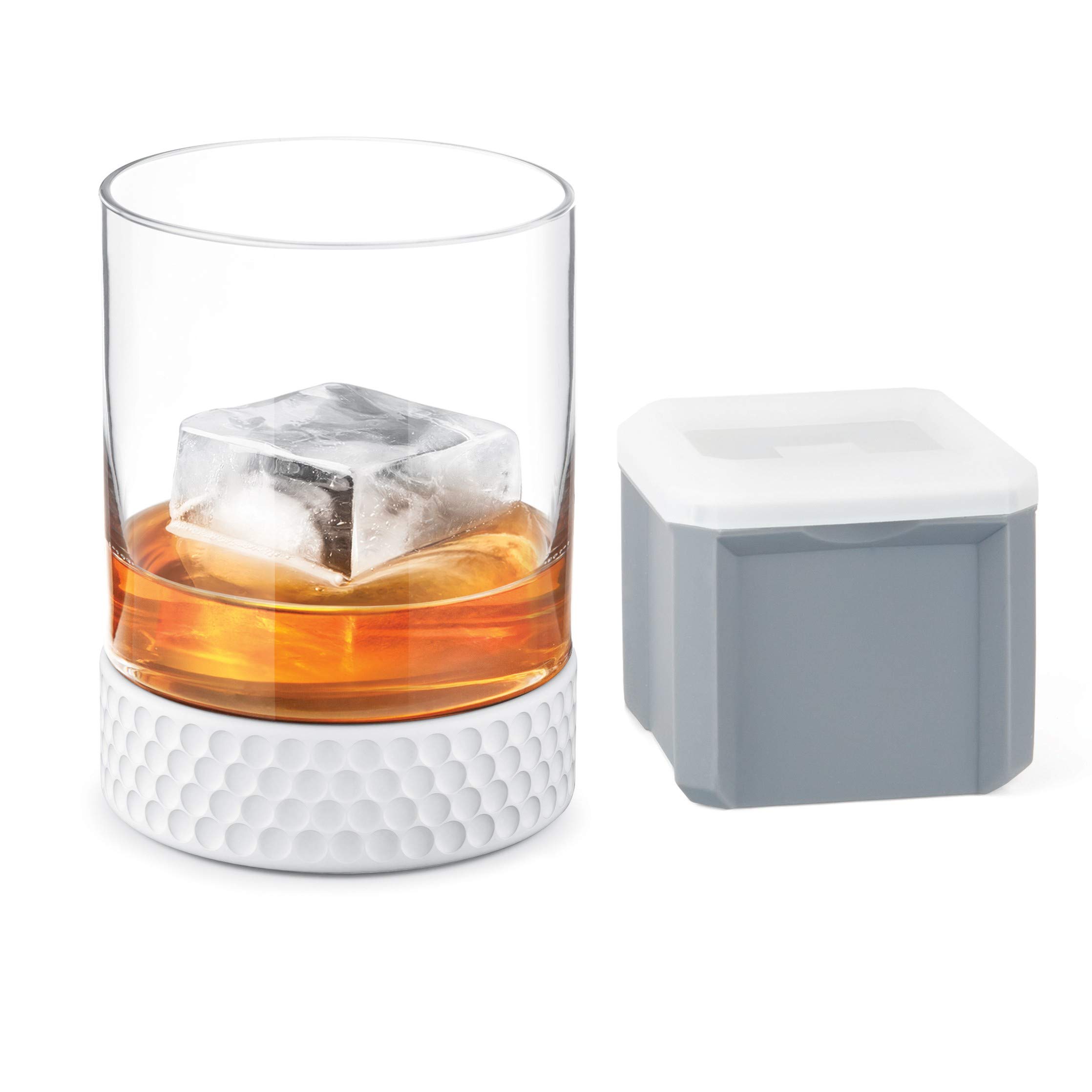 Final Touch Hole-In-One Whiskey/Cocktail Golf Tumbler Sports Glasses with Square Ice Mould - 12oz (350ml) (FTA6655)