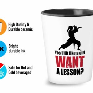 Bubble Hugs Martial Arts Shot Glass 1.5oz - A Girl Want Lesson - Self Defense Taekwondo Fans Jiu Jitsu Trainer Sport Instructor Optimistic Boxing Sportbella Kick Fighting