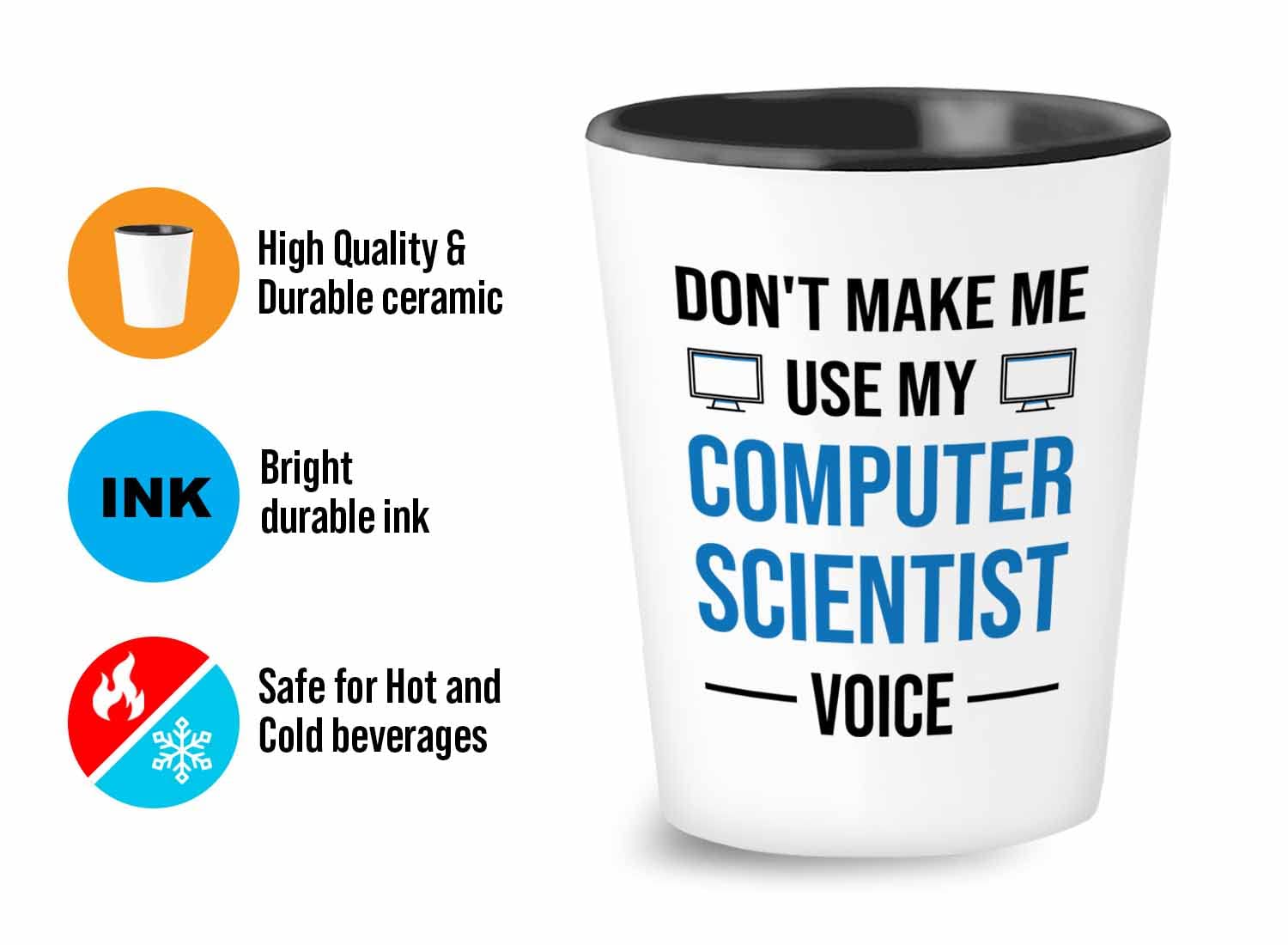 Bubble Hugs Scientist Shot Glass 1.5oz - Computer Voice - Science Lover Technician Engineer Science Data Analyst Chemistry Scientist Laboratory Partner Software