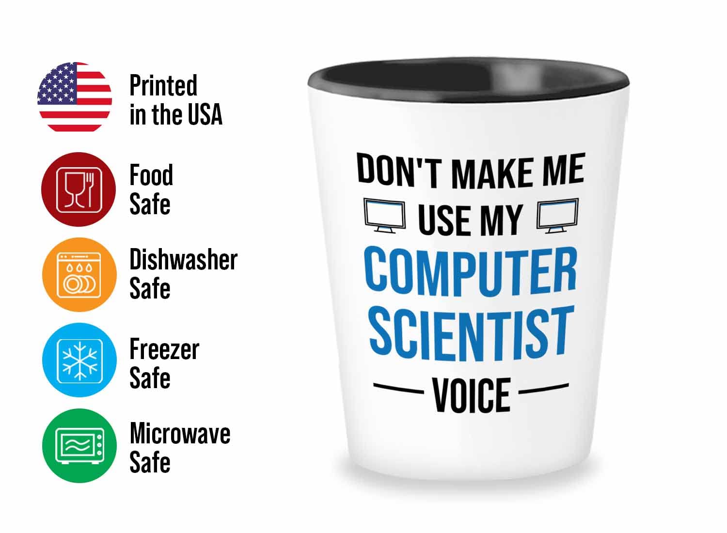 Bubble Hugs Scientist Shot Glass 1.5oz - Computer Voice - Science Lover Technician Engineer Science Data Analyst Chemistry Scientist Laboratory Partner Software