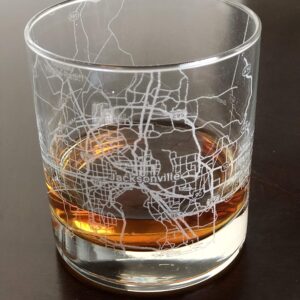 Rocks Whiskey Old Fashioned 11oz Glass Urban City Map Jacksonville Florida
