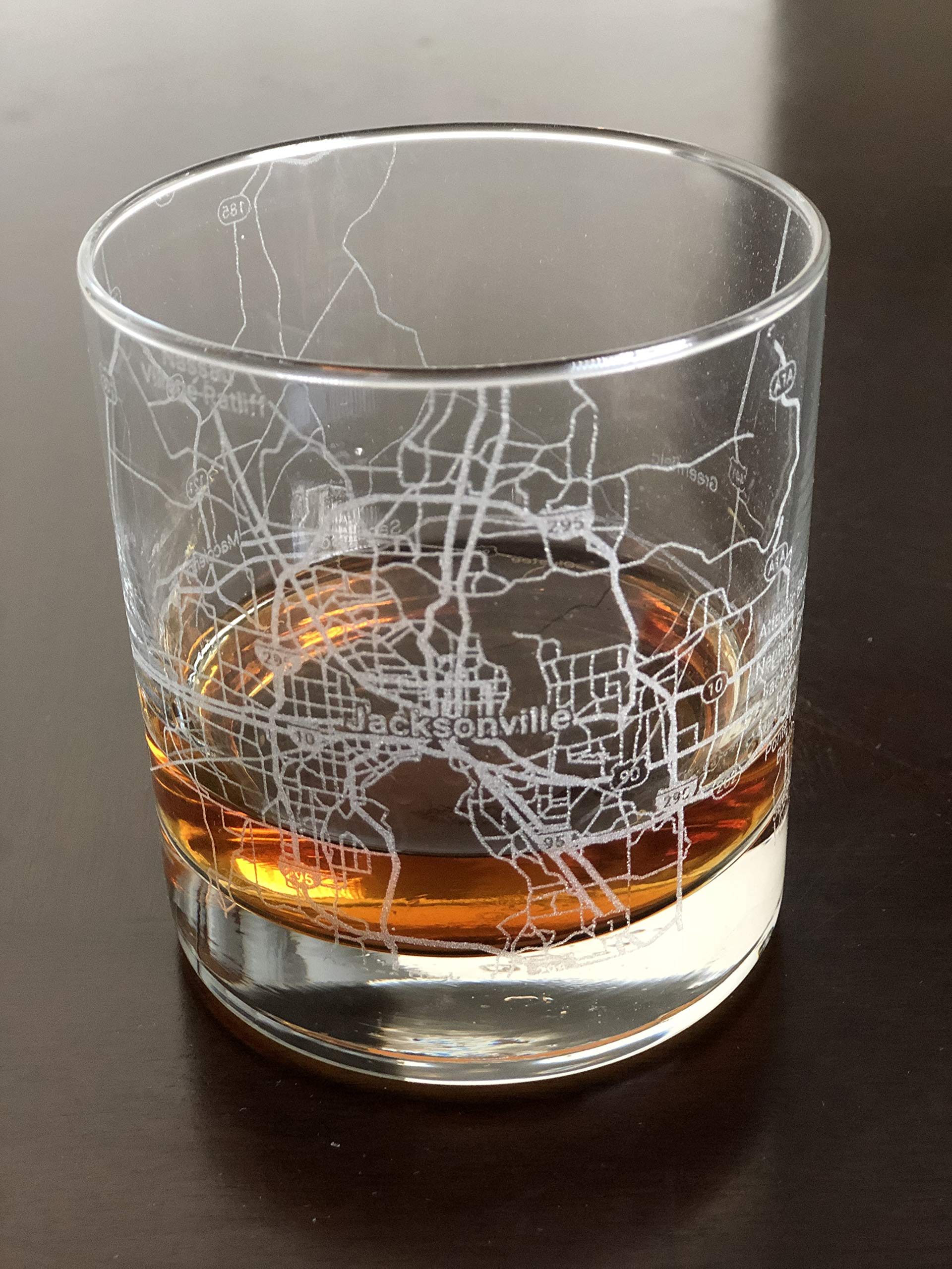 Rocks Whiskey Old Fashioned 11oz Glass Urban City Map Jacksonville Florida