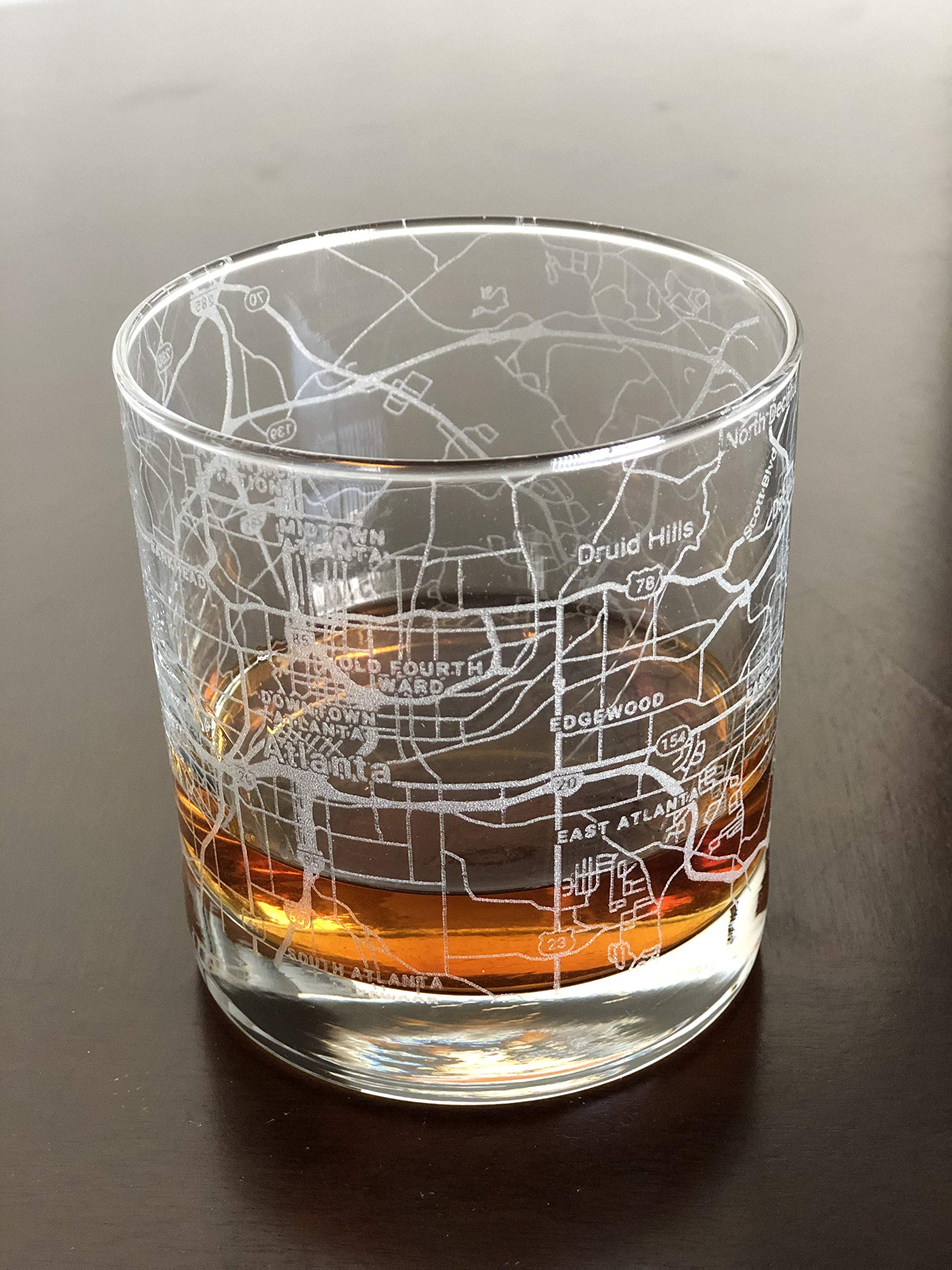 Rocks Whiskey Old Fashioned 11oz Glass Urban City Map Atlanta Georgia