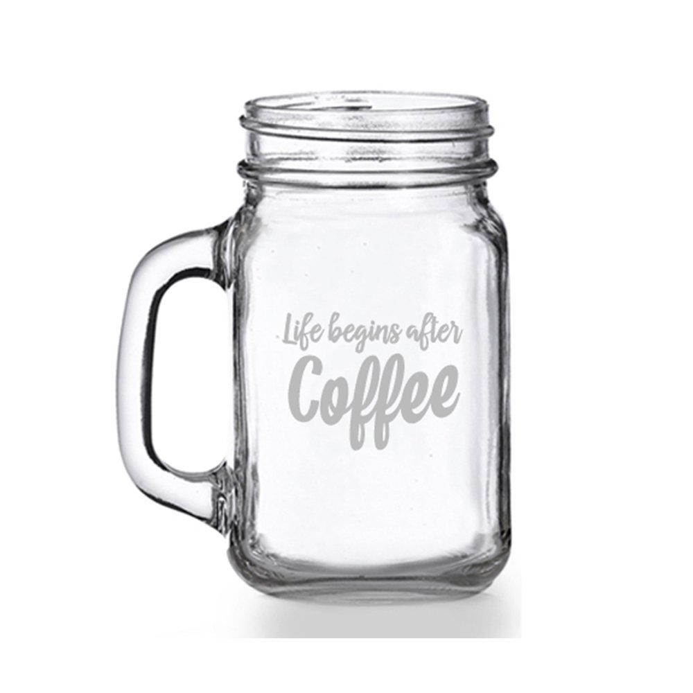 Life Begins After Coffee Mason Jar Mug