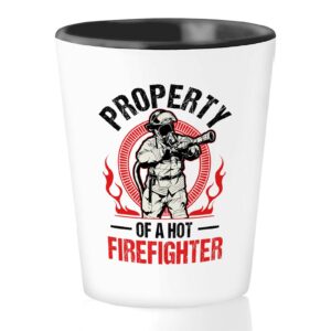 bubble hugs firefighter shot glass 1.5oz - property of a hot - emergency unit firefighting fire academy inspectors profession firetruck sirens