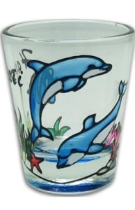 hawaiian hand painted shot glass dolphins