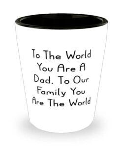 to the world you are a dad. to our family you are the world shot glass, papa present from son, unique ceramic cup for dad