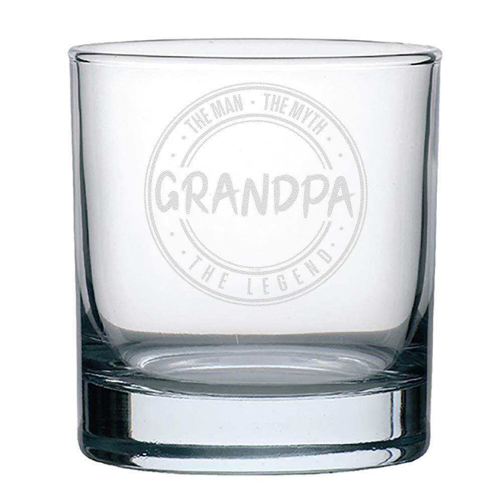 Veracco The Man The Myth Grandpa The Legend Whiskey Glass Funny Birthday Gifts Fathers Day Birthday Gifts For New Dad Daddy Stepdad (Clear)