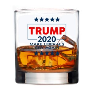 patriot's cave 45th president whiskey glass | make liberals cry again | restaurant heavy chip resistant 11oz rock glasses | made in usa