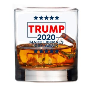 Patriot's Cave 45TH PRESIDENT WHISKEY GLASS | MAKE LIBERALS CRY AGAIN | RESTAURANT HEAVY CHIP RESISTANT 11OZ ROCK GLASSES | MADE IN USA