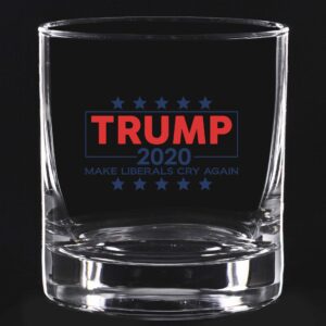 Patriot's Cave 45TH PRESIDENT WHISKEY GLASS | MAKE LIBERALS CRY AGAIN | RESTAURANT HEAVY CHIP RESISTANT 11OZ ROCK GLASSES | MADE IN USA