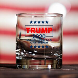 Patriot's Cave 45TH PRESIDENT WHISKEY GLASS | MAKE LIBERALS CRY AGAIN | RESTAURANT HEAVY CHIP RESISTANT 11OZ ROCK GLASSES | MADE IN USA