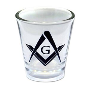 square & compass masonic shot glass