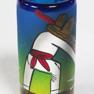 Eye4Art Mexican Tequila Shot Glasses with Tequila Making Scene, Jimador with Blue Agave Cactus handmade and hand painted, 4 shot glasses