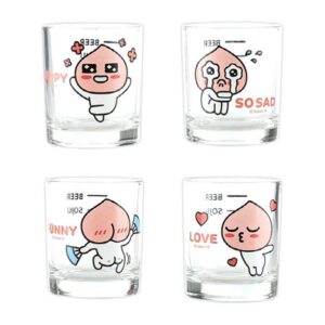 kakao soju glass, kakao shot glass, soju shot glasses korean, soju glasses set of 4 (2oz/60ml)