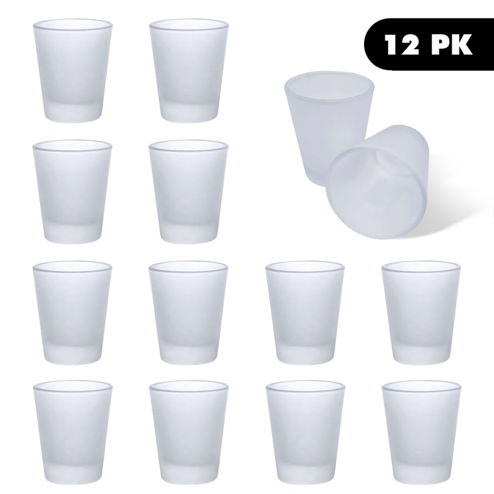 Rockin Shot Glasses Sets Clear with Heavy Base - Frosted Clear 1.5 oz Shot Glass Set of 12 All-Purpose BPA-Free Food Grade Restaurants, Café, Inn, Hotels, Bars Shot Glass (12)