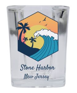 r and r imports stone harbor new jersey 2 ounce square base liquor shot glass wave design