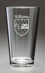 kilkenny irish coat of arms pint glasses - set of 4 (sand etched)