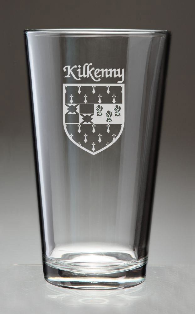 Kilkenny Irish Coat of Arms Pint Glasses - Set of 4 (Sand Etched)