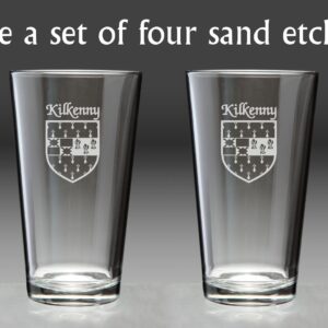 Kilkenny Irish Coat of Arms Pint Glasses - Set of 4 (Sand Etched)