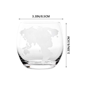 Hemoton 2pcs Map Print Mug Juice Cup Mason Jars Iced Coffee Tumbler Goblet Expresso Coffee Cup Espresso Shot Whiskey Globe Party Tumblers Vodka Cup Man Strong Coffee Glass Round