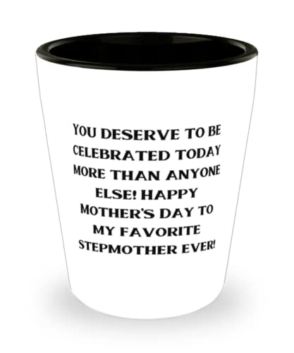 You deserve to be celebrated today more than anyone else! Happy! Shot Glass, Stepmother Present From Daughter, Fancy Ceramic Cup For Mom