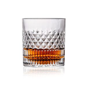crystal whiskey glass, 11.3 oz old fashioned whiskey glass, rotating rock glass drinking bourbon/scotch whisky/cocktails/cognac/rum/vodka, perfect gifts for dad/husband/father/ men brother (cup no.2)