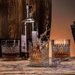 Crystal Whiskey Glass, 11.3 oz Old Fashioned Whiskey Glass, Rotating Rock Glass Drinking Bourbon/Scotch Whisky/Cocktails/Cognac/Rum/Vodka, Perfect Gifts for Dad/Husband/Father/ Men Brother (Cup No.2)