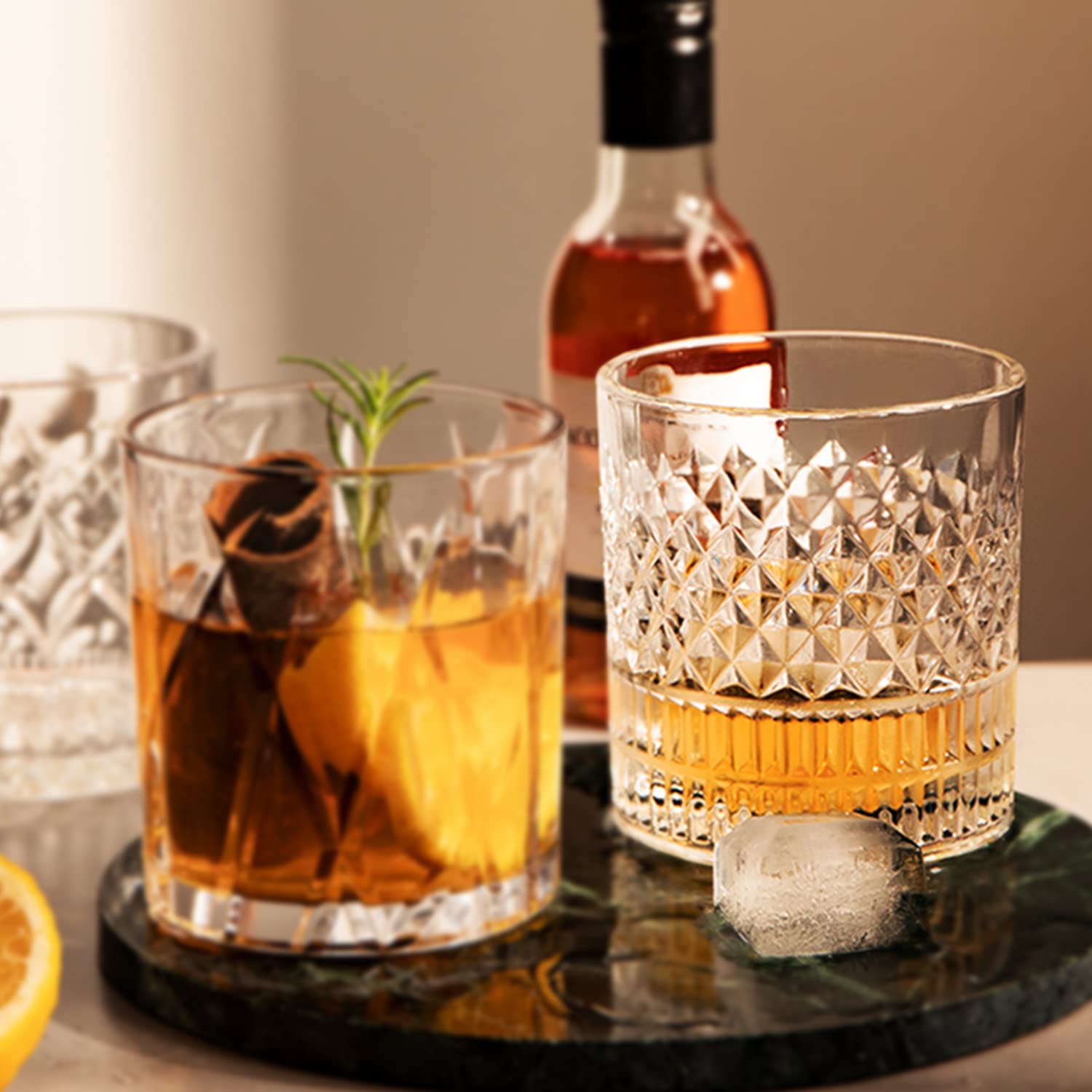 Crystal Whiskey Glass, 11.3 oz Old Fashioned Whiskey Glass, Rotating Rock Glass Drinking Bourbon/Scotch Whisky/Cocktails/Cognac/Rum/Vodka, Perfect Gifts for Dad/Husband/Father/ Men Brother (Cup No.2)