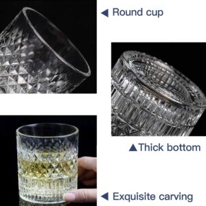 Crystal Whiskey Glass, 11.3 oz Old Fashioned Whiskey Glass, Rotating Rock Glass Drinking Bourbon/Scotch Whisky/Cocktails/Cognac/Rum/Vodka, Perfect Gifts for Dad/Husband/Father/ Men Brother (Cup No.2)