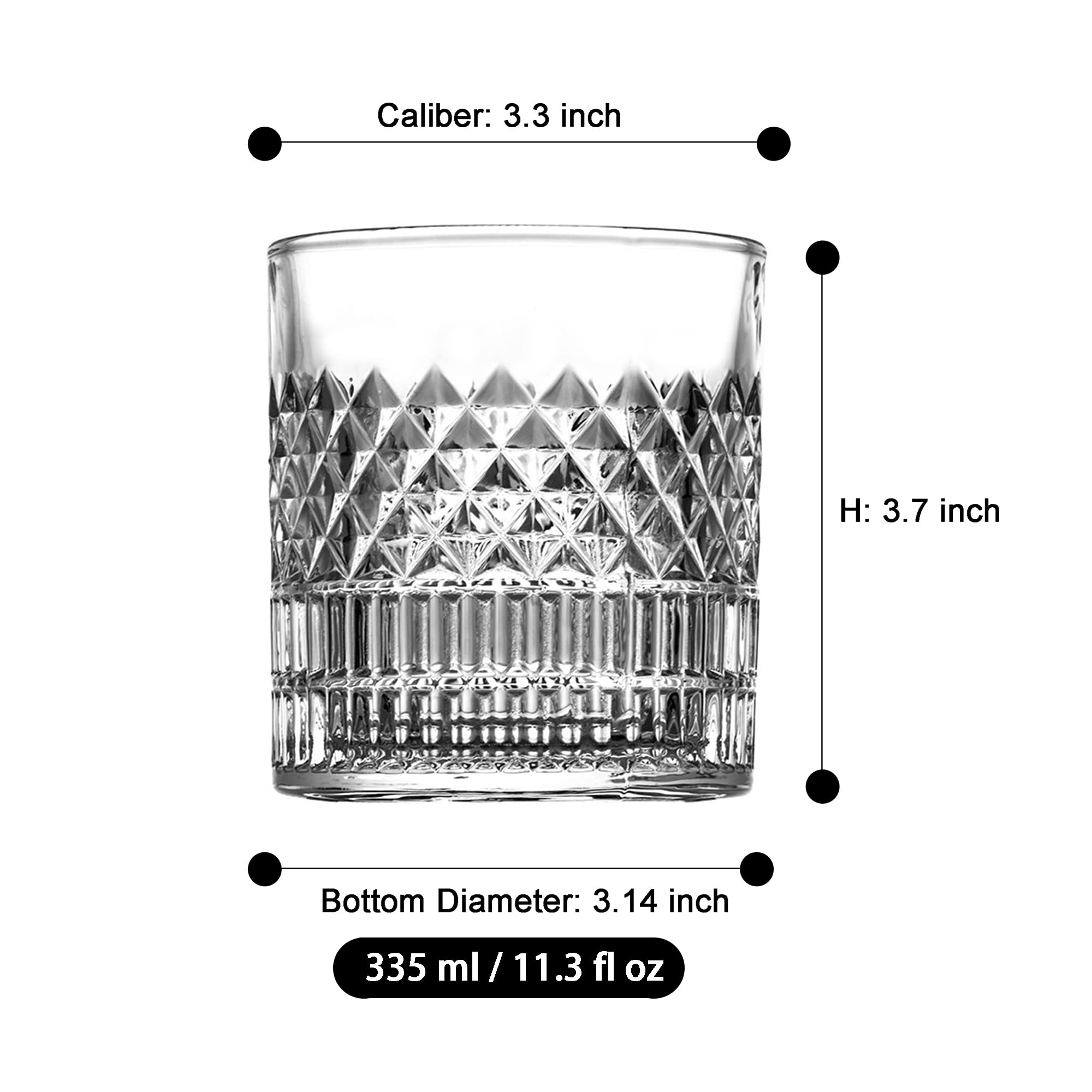 Crystal Whiskey Glass, 11.3 oz Old Fashioned Whiskey Glass, Rotating Rock Glass Drinking Bourbon/Scotch Whisky/Cocktails/Cognac/Rum/Vodka, Perfect Gifts for Dad/Husband/Father/ Men Brother (Cup No.2)