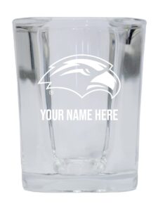 personalized customizable southern mississippi golden eagles etched square shot glass 2 oz with custom name (1) officially licensed collegiate product