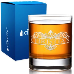 personalized whiskey glass for men customized engraved vestige monogram 10.25 oz old fashioned rocks cocktail bourbon glass custom gift