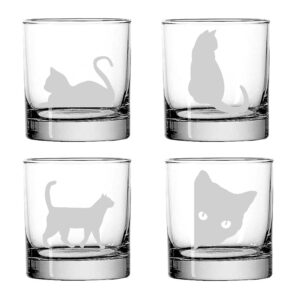 brindle southern farms cute cats being cats rocks glasses: 4 engraved 10oz. rocks drinking glasses: cat lover, cat decor, cat mom