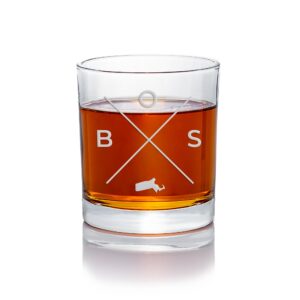bos boston massachusetts round rocks glass - boston gift, boston gift set, best massachusetts gift, boston whiskey glass