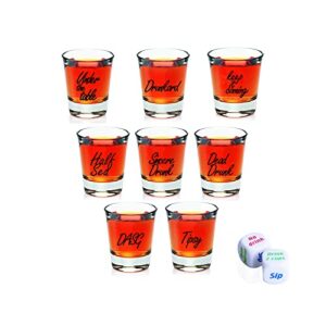 koectwym shot glass,8 pack party shot glasses, shot glass printed with 8 funny phrase as 21st birthday gift,1.9 oz shot glass