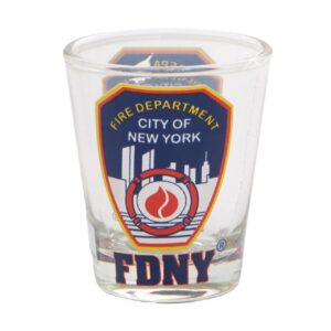 fdny fire department city of new york clear shot glass souvenir