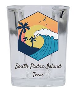 r and r imports south padre island texas souvenir 2 ounce square base shot glass wave design 4-pack