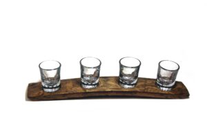4 glass whiskey, bourbon or scotch flight (dark walnut