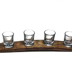 4 Glass Whiskey, Bourbon or Scotch Flight (Dark Walnut