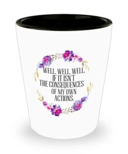 well well well if it isn’t the consequences of my own actions, witty shot glass, sarcasm shot glass, shot glass for all occasion, shot glass, ceramic