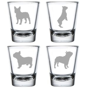 mip set of 4 shot glasses 1.75oz shot glass frenchie french bulldog collection gift