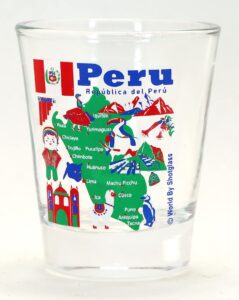 peru landmarks and icons collage shot glass