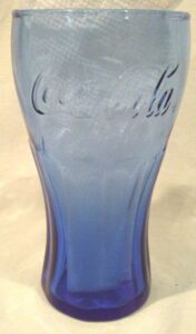 coca cola cobalt blue glass 6", coca cola curved fountain glass