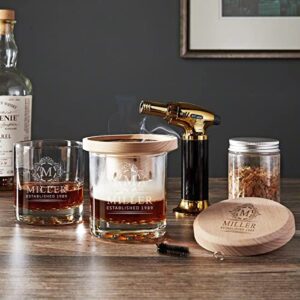 halo cocktail smoker kit 7pc with two custom hamilton whiskey glasses (personalized product)